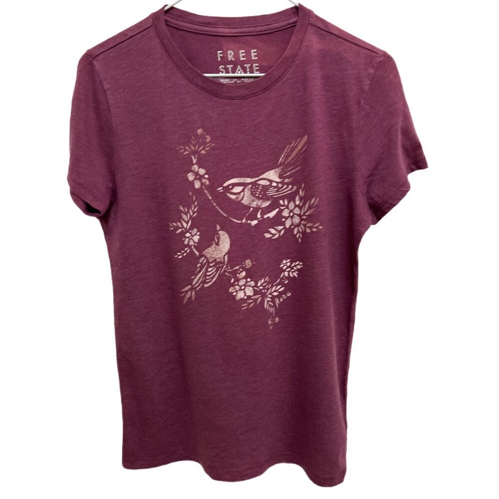 0546 Aeropostale Free State Graphic Short Sleeve Tee Burgundy